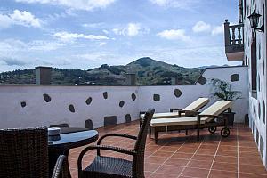 Balcony with sun beds