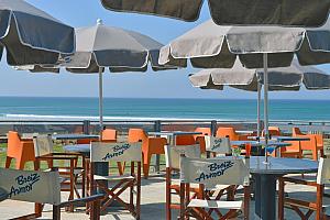 Restaurant terrace overlooking beach
