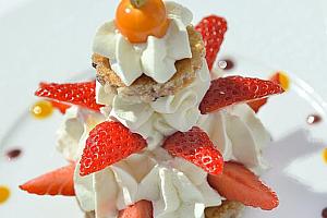 Dessert, strawberries and cream