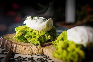 Poached eggs and avocado