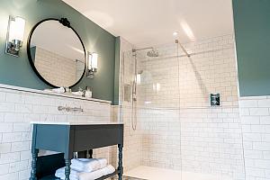 Bathroom with large shower