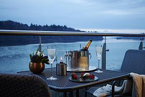Champagne on the river terrace