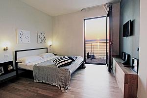 Double room, balcony, sunset