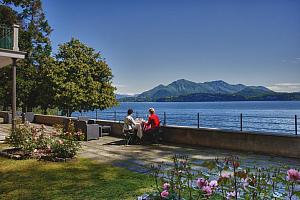 Hotel terrace and lake