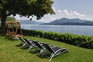 Sun beds on the lawn