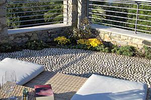Terrace with sun beds