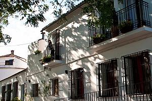 Hotel bar and restaurant, cobbled street