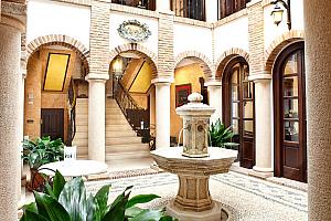 Patio and fountain