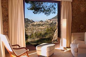 Luxury bedroom with view of Valldemossa