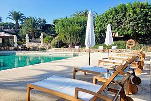Sunbeds by the pool